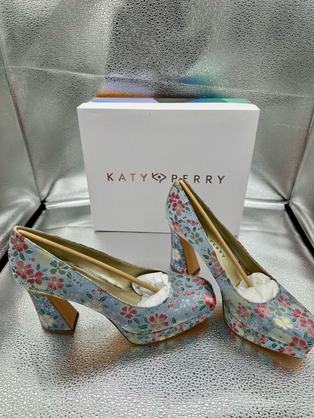 Katy Perry Collections Light Blue Floral Platform Pumps